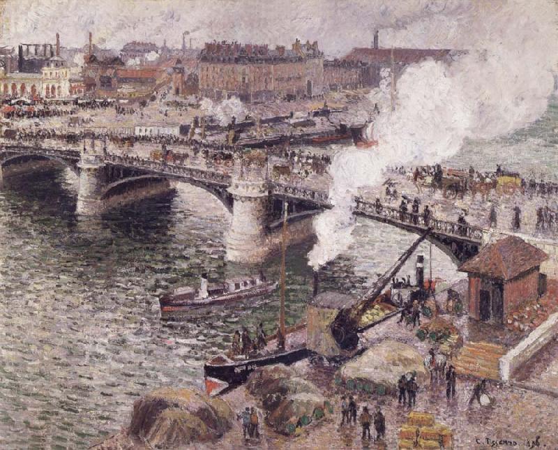 Camille Pissarro Pont Boieldieu in Rouen,damp weather Germany oil painting art